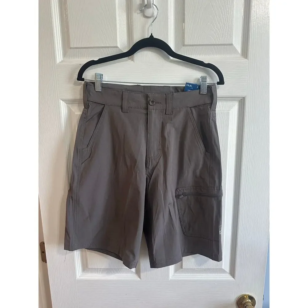 Huk NWT Next Level 10.5 Inch Shorts Sz S Iron Gray Fishing Outdoor Athletic